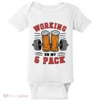 Working On My 6 Pack Beer Dad Funny Gymmer Baby Bodysuit thumb 0
