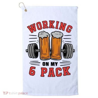 Working On My 6 Pack Beer Dad Funny Gymmer Golf Towel