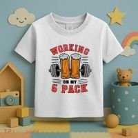 Working On My 6 Pack Beer Dad Funny Gymmer Toddler T-Shirt thumb 3