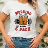 Working On My 6 Pack Beer Dad Funny Gymmer Women's T-Shirt thumb 2