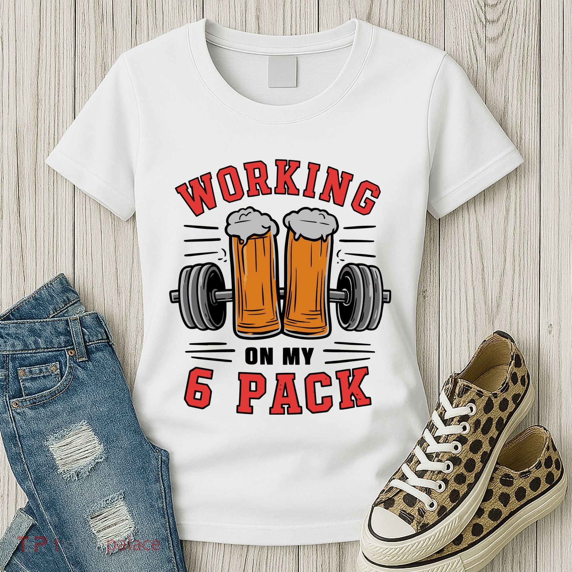 Working On My 6 Pack Beer Dad Funny Gymmer Women's T-Shirt