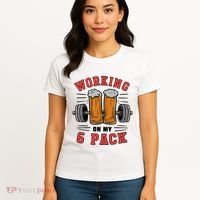 Working On My 6 Pack Beer Dad Funny Gymmer Women's T-Shirt thumb 4