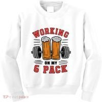 Working On My 6 Pack Beer Dad Funny Gymmer Kids Sweatshirt thumb 0