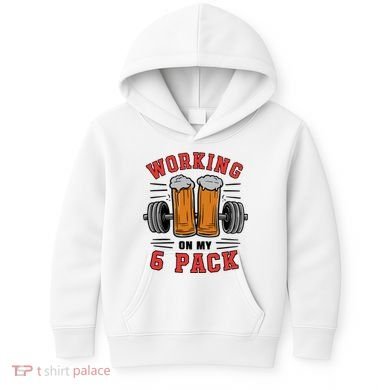 Working On My 6 Pack Beer Dad Funny Gymmer Kids Hoodie