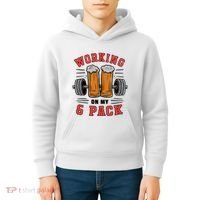 Working On My 6 Pack Beer Dad Funny Gymmer Kids Hoodie thumb 4