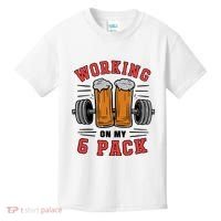 Working On My 6 Pack Beer Dad Funny Gymmer Kids T-Shirt thumb 0