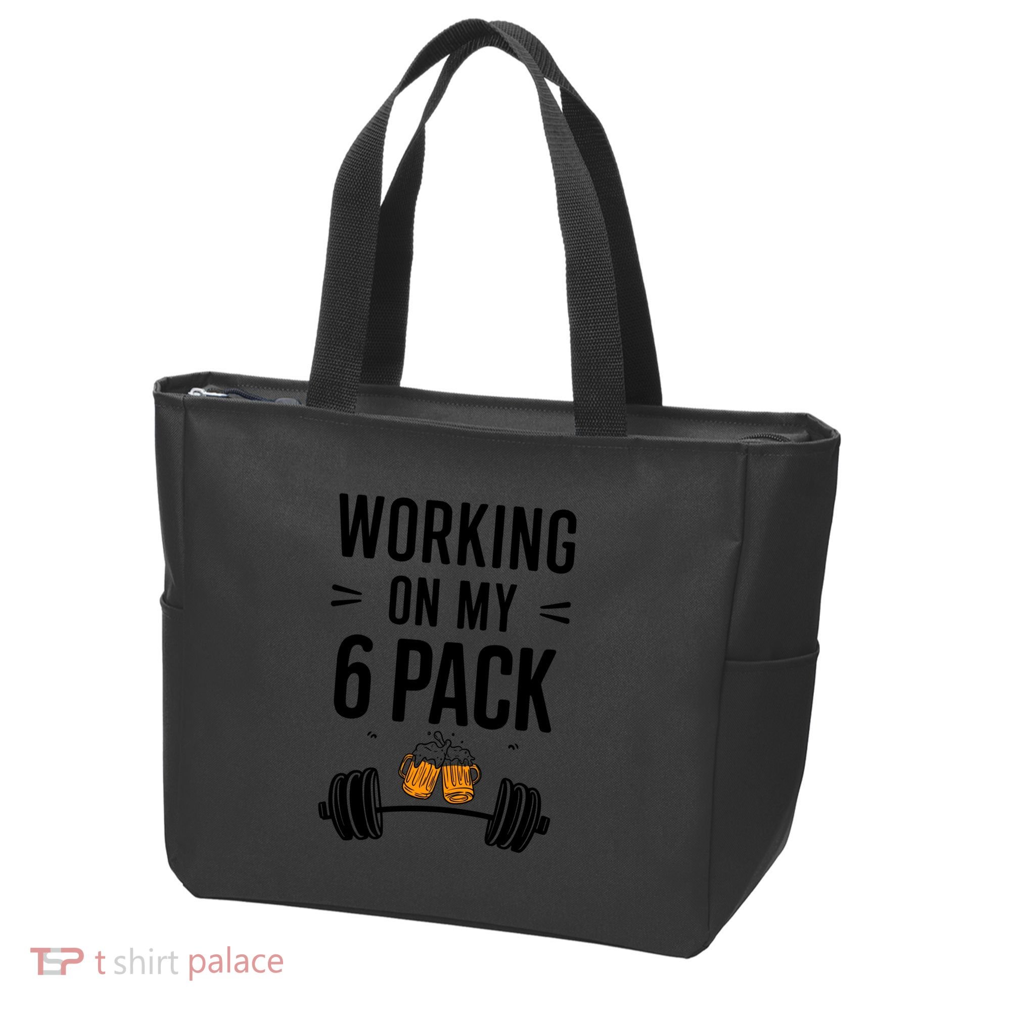 Working On My 6 Pack Beer Dad Funny Gymmer Tote Bag