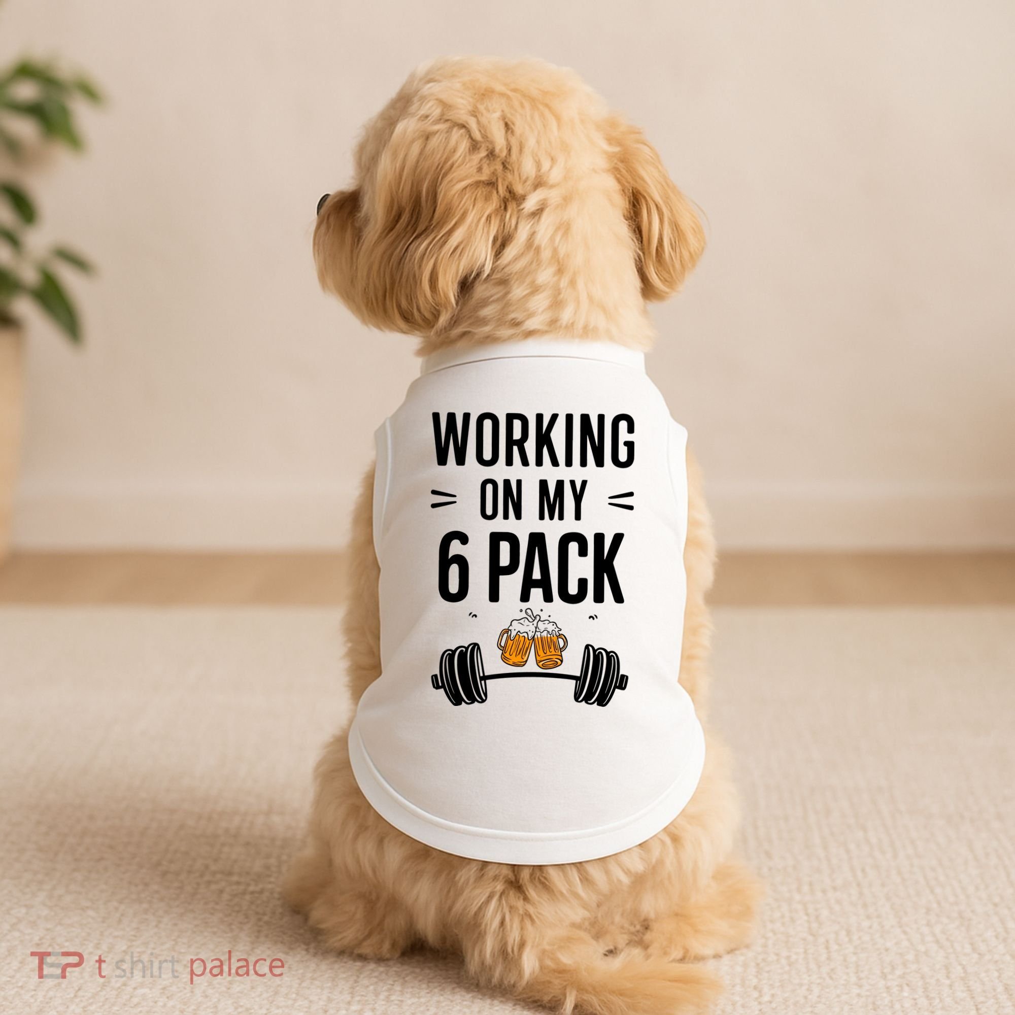 Working On My 6 Pack Beer Dad Funny Gymmer Doggie Tank