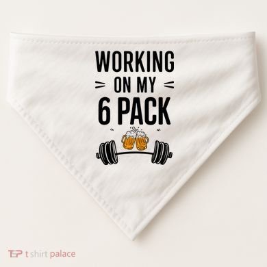 Working On My 6 Pack Beer Dad Funny Gymmer USA-Made Doggie Bandana