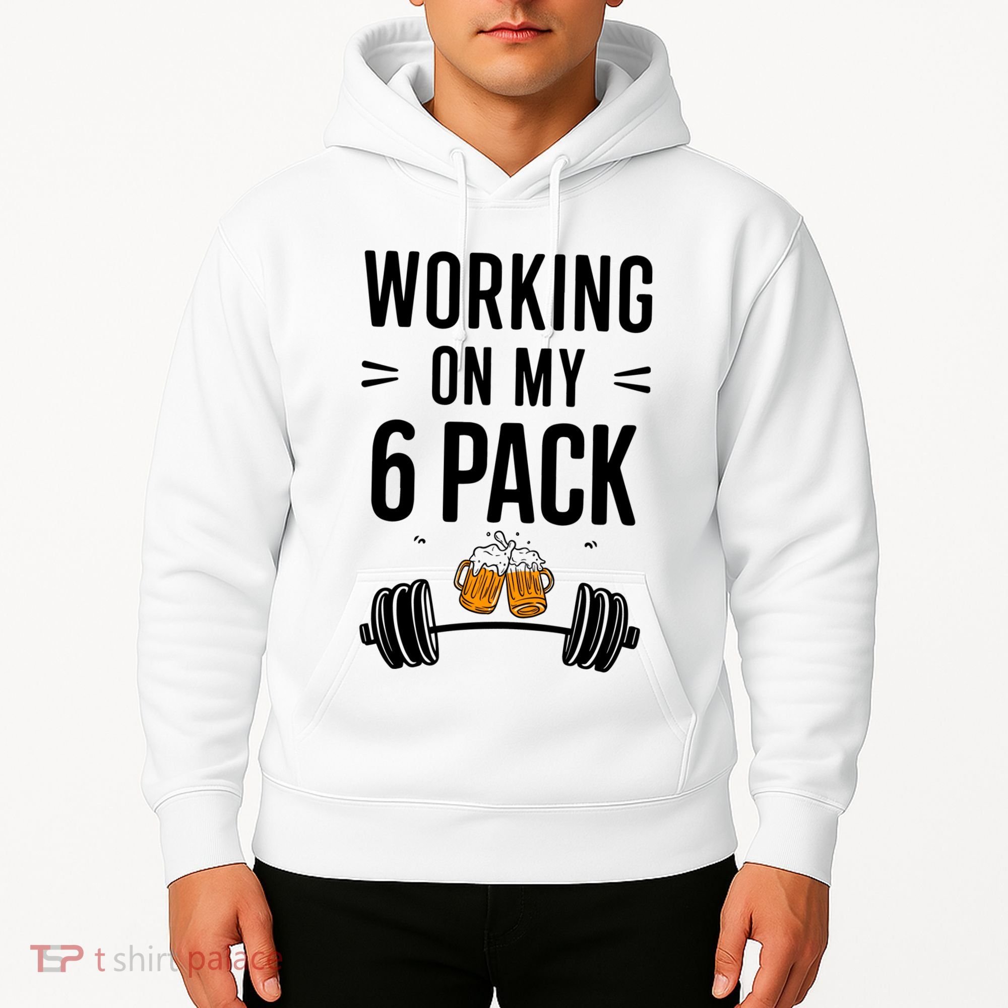 Working On My 6 Pack Beer Dad Funny Gymmer Hoodie