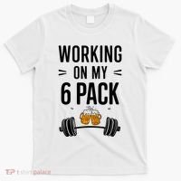 Working On My 6 Pack Beer Dad Funny Gymmer T-Shirt thumb 0