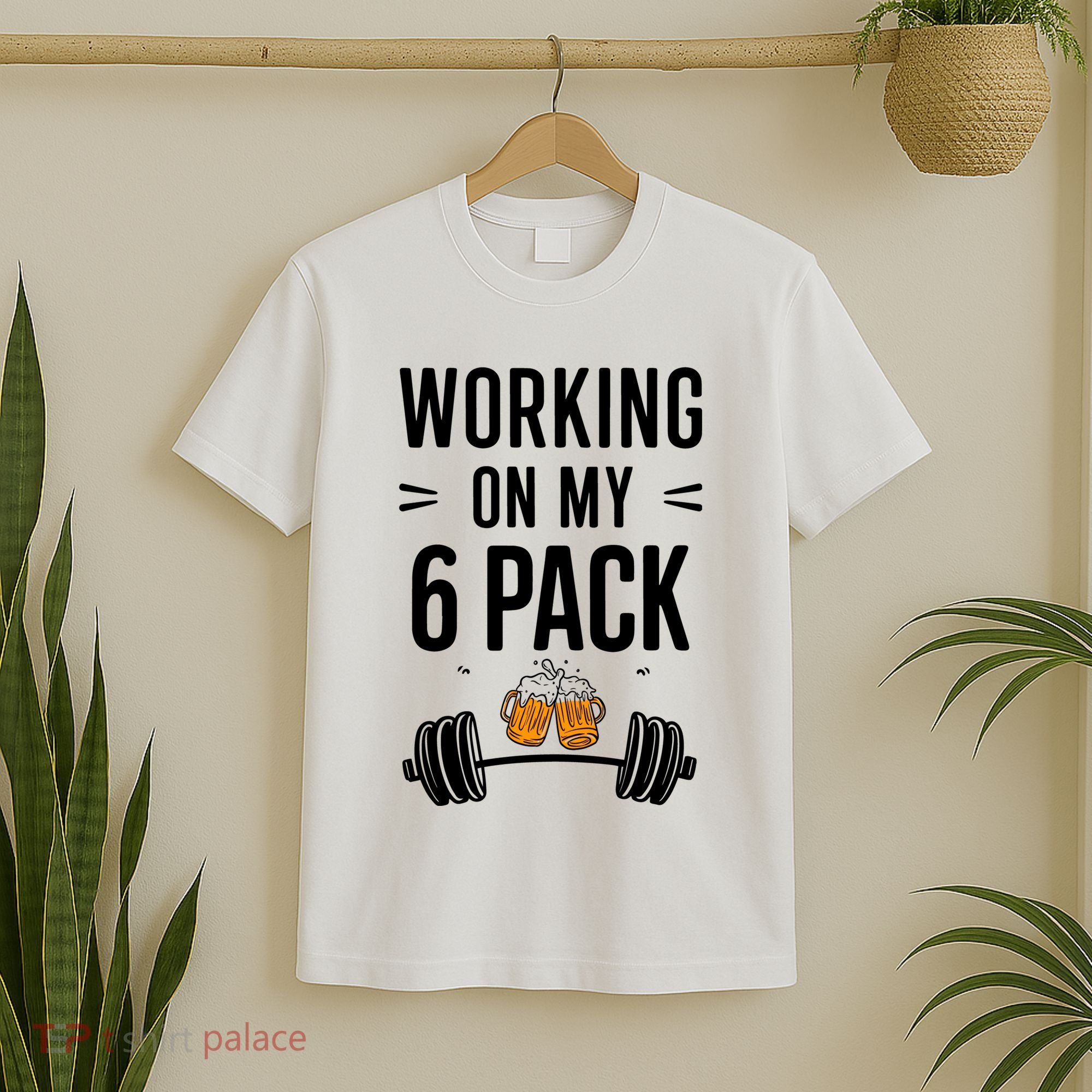 Working On My 6 Pack Beer Dad Funny Gymmer T-Shirt