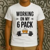 Working On My 6 Pack Beer Dad Funny Gymmer T-Shirt thumb 3