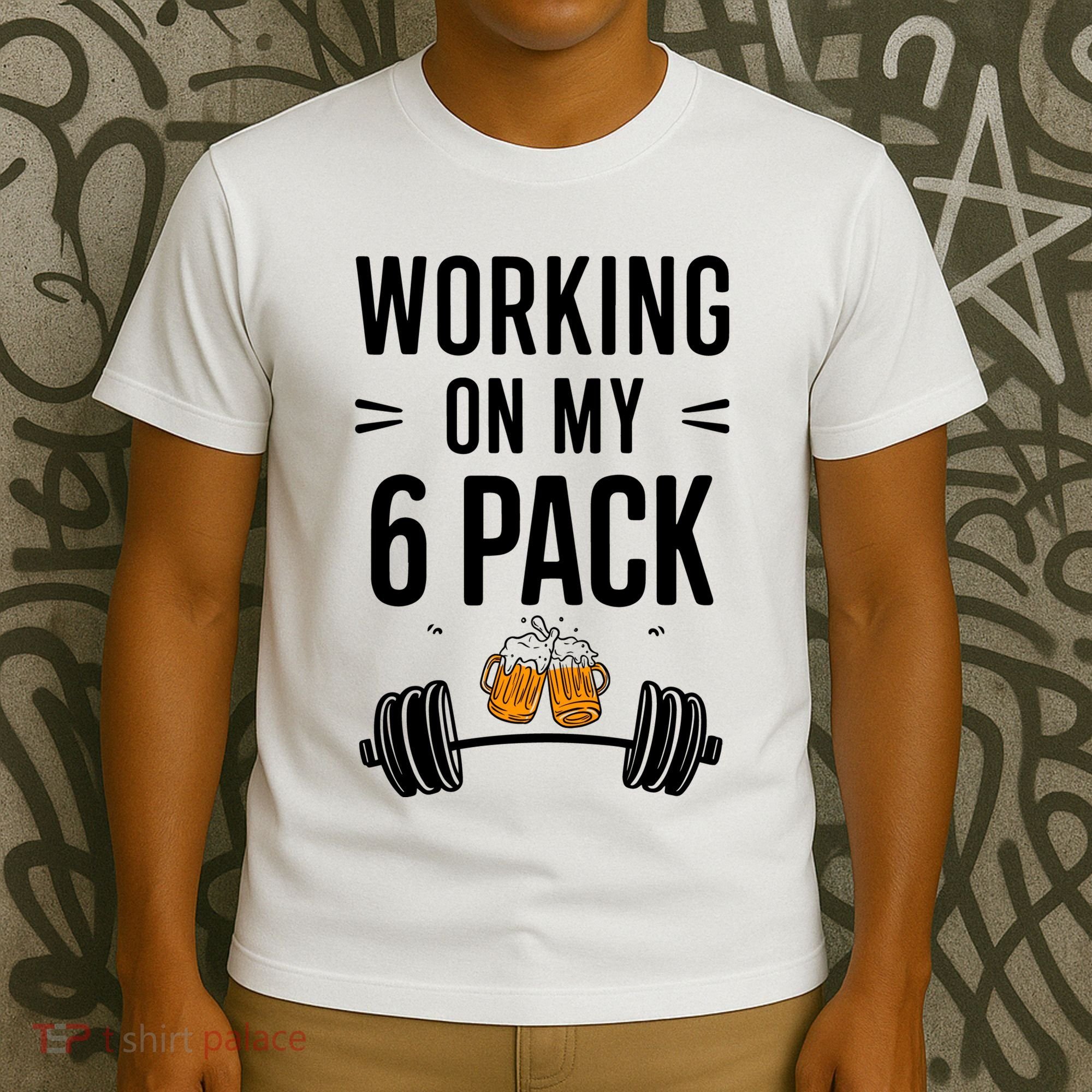 Working On My 6 Pack Beer Dad Funny Gymmer T-Shirt
