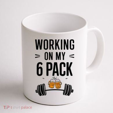 Working On My 6 Pack Beer Dad Funny Gymmer Coffee Mug back