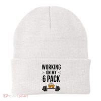 Working On My 6 Pack Beer Dad Funny Gymmer Beanie thumb 0