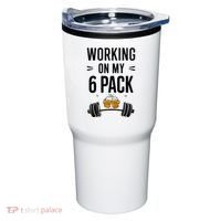 Working On My 6 Pack Beer Dad Funny Gymmer Tumbler thumb 0