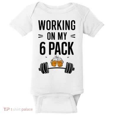 Working On My 6 Pack Beer Dad Funny Gymmer Baby Bodysuit