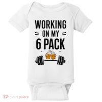 Working On My 6 Pack Beer Dad Funny Gymmer Baby Bodysuit thumb 0