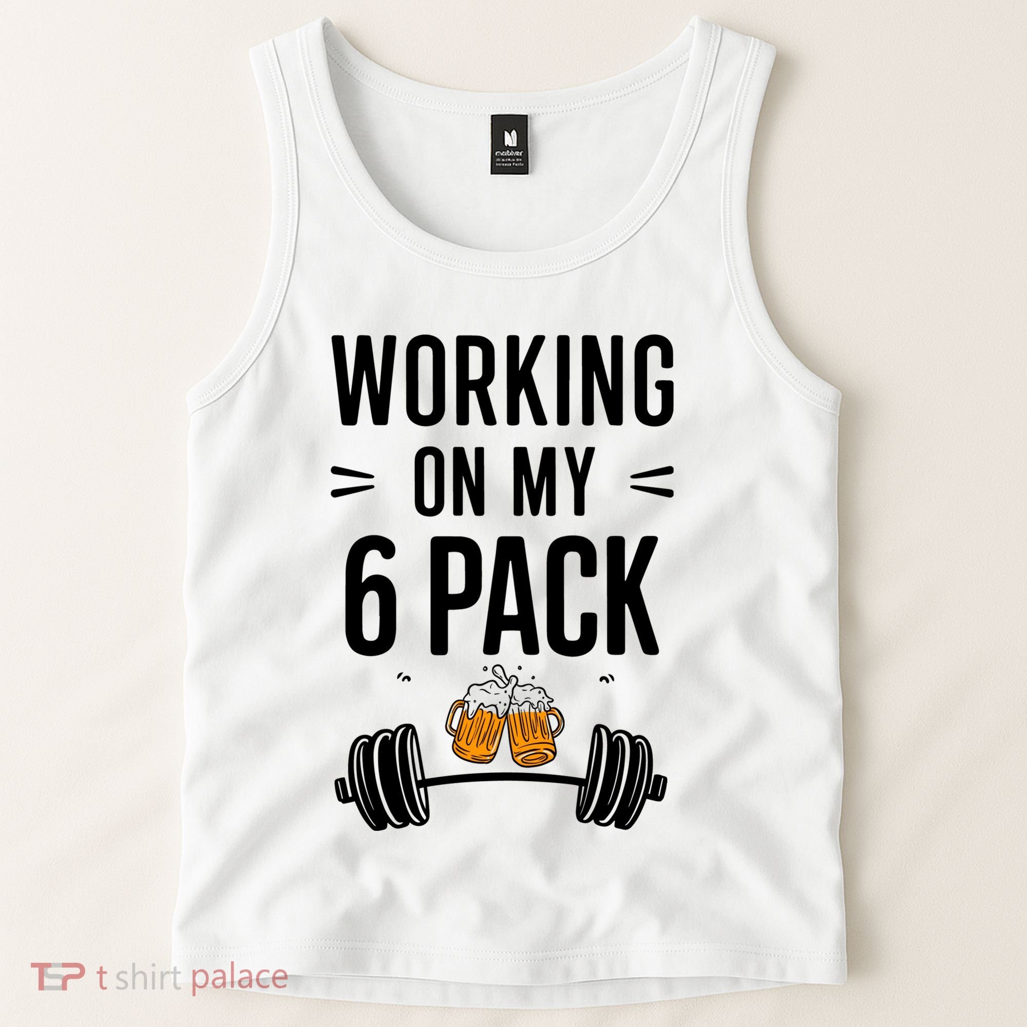 Working On My 6 Pack Beer Dad Funny Gymmer Tank Top