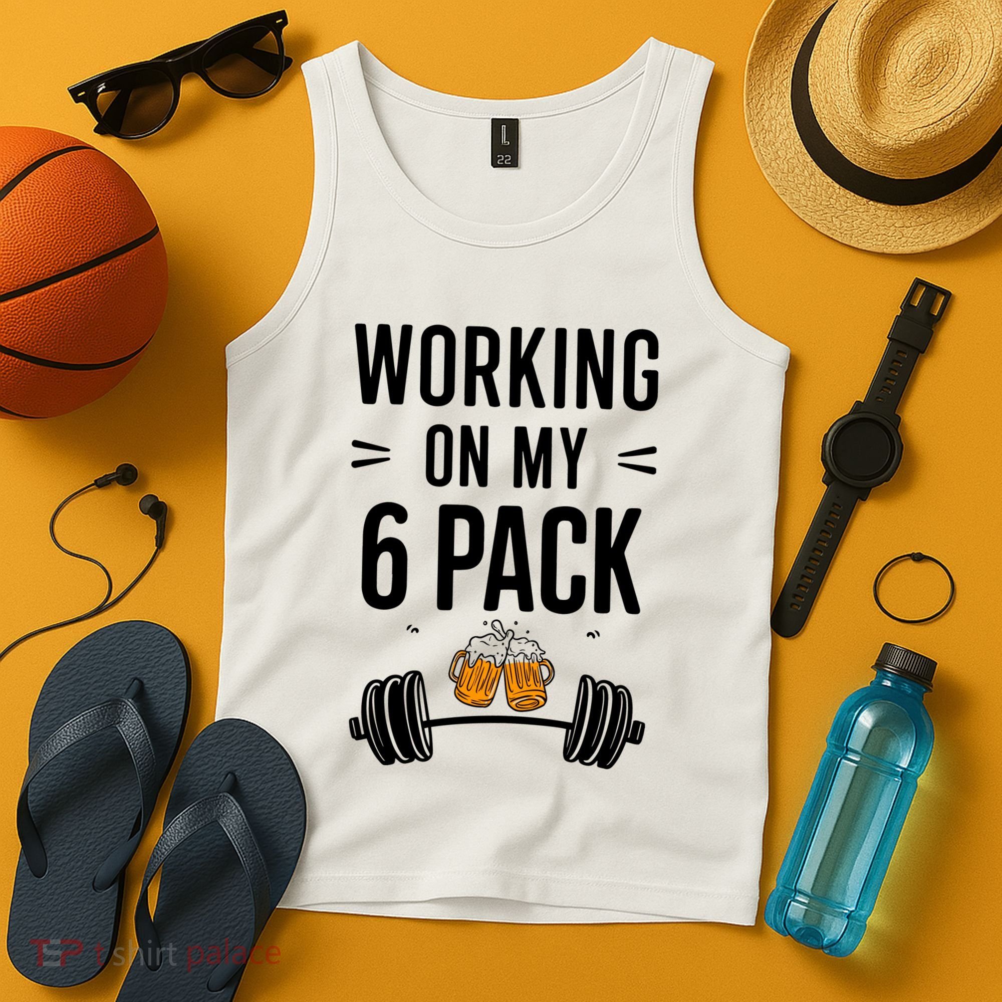 Working On My 6 Pack Beer Dad Funny Gymmer Tank Top