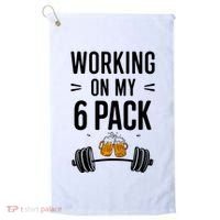 Working On My 6 Pack Beer Dad Funny Gymmer Golf Towel thumb 0