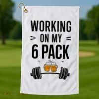 Working On My 6 Pack Beer Dad Funny Gymmer Golf Towel thumb 1