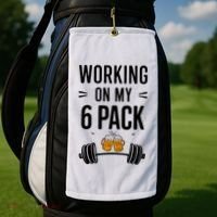Working On My 6 Pack Beer Dad Funny Gymmer Golf Towel thumb 2
