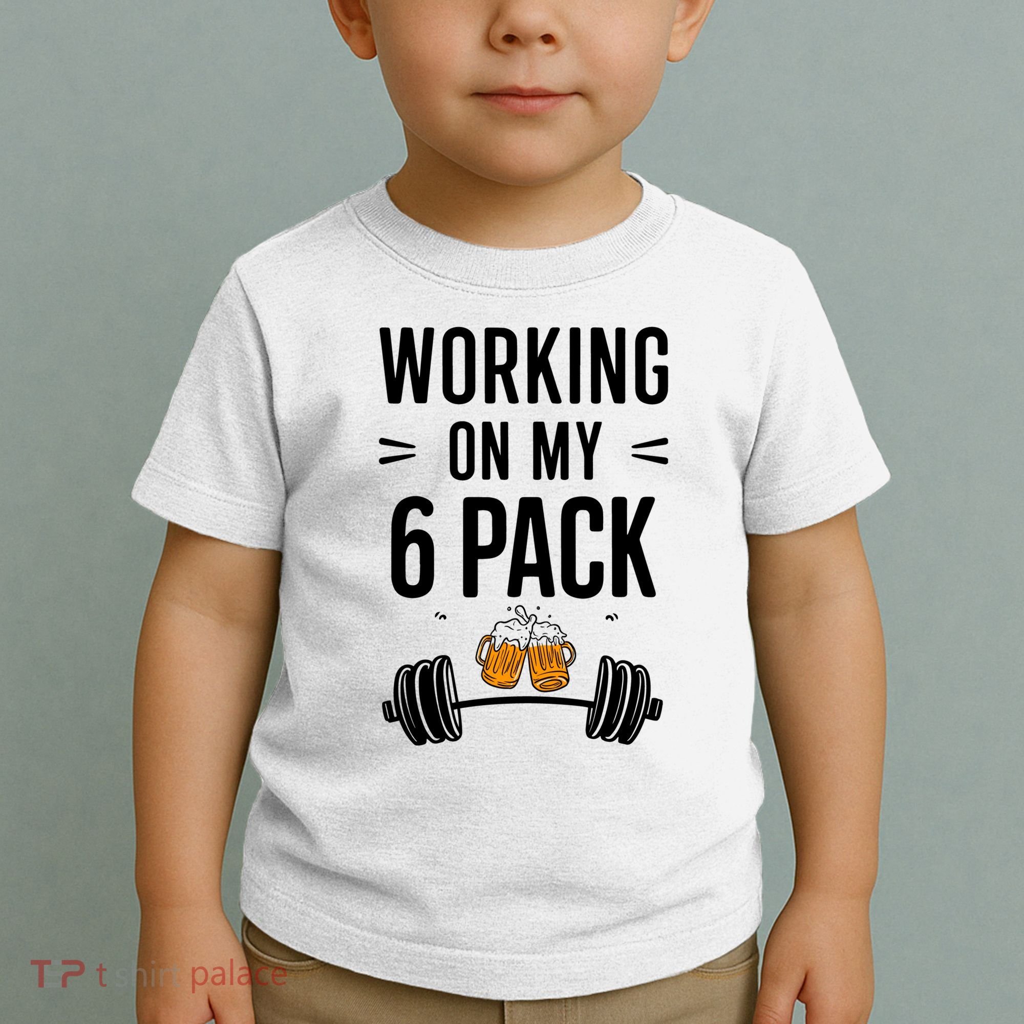 Working On My 6 Pack Beer Dad Funny Gymmer Toddler T-Shirt