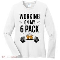 Working On My 6 Pack Beer Dad Funny Gymmer Women's Long Sleeve Shirt thumb 0