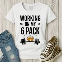 Working On My 6 Pack Beer Dad Funny Gymmer Women's T-Shirt thumb 3