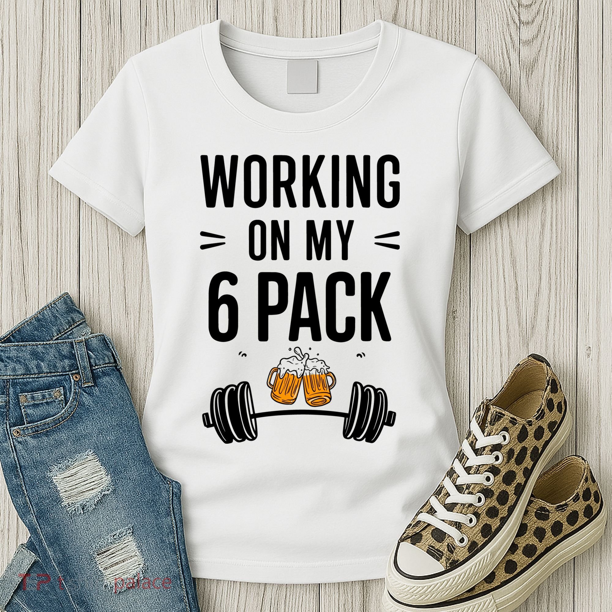 Working On My 6 Pack Beer Dad Funny Gymmer Women's T-Shirt