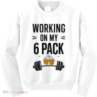 Working On My 6 Pack Beer Dad Funny Gymmer Kids Sweatshirt thumb 0
