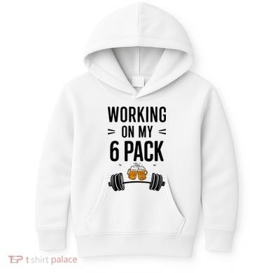 Working On My 6 Pack Beer Dad Funny Gymmer Kids Hoodie