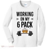 Working On My 6 Pack Beer Dad Funny Gymmer Kids Long Sleeve Shirt thumb 0