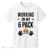 Working On My 6 Pack Beer Dad Funny Gymmer Kids T-Shirt thumb 0