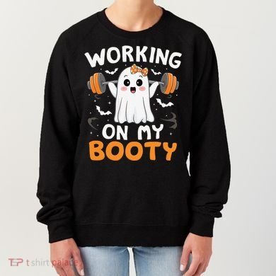 Working On My Booty Funny Halloween Ghost Gym Workout Women's Sweatshirt