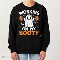 Working On My Booty Funny Halloween Ghost Gym Workout Women's Sweatshirt thumb 0