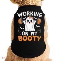 Working On My Booty Funny Halloween Ghost Gym Workout Doggie Tank thumb 0
