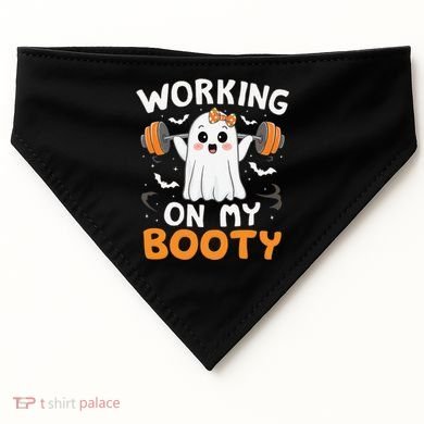 Working On My Booty Funny Halloween Ghost Gym Workout USA-Made Doggie Bandana