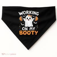 Working On My Booty Funny Halloween Ghost Gym Workout USA-Made Doggie Bandana thumb 0