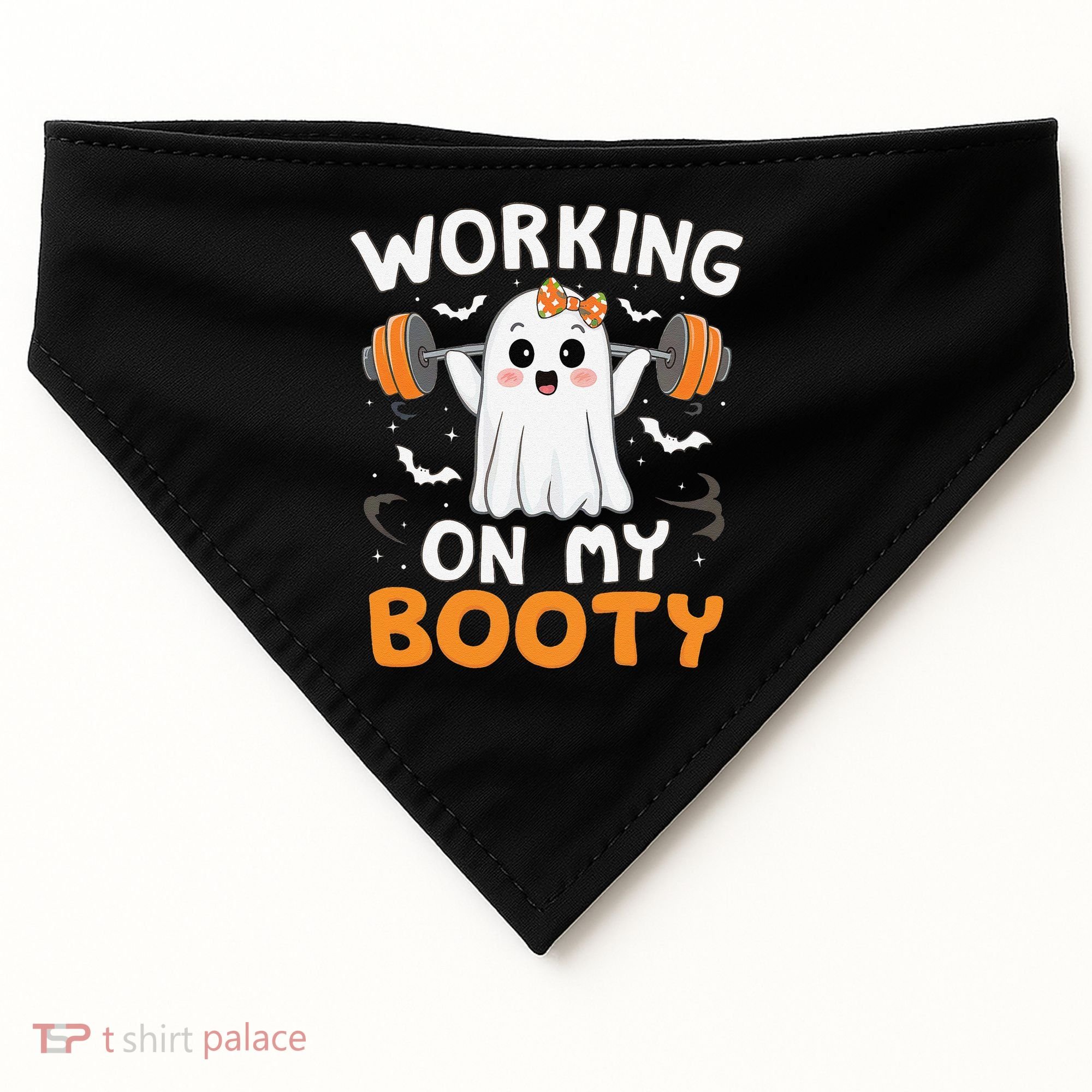 Working On My Booty Funny Halloween Ghost Gym Workout USA-Made Doggie Bandana
