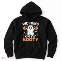 Working On My Booty Funny Halloween Ghost Gym Workout Hoodie thumb 0