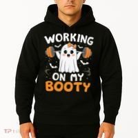Working On My Booty Funny Halloween Ghost Gym Workout Hoodie thumb 2