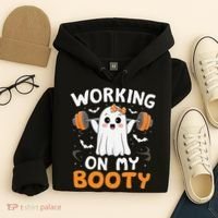 Working On My Booty Funny Halloween Ghost Gym Workout Hoodie thumb 4