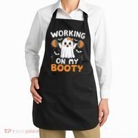Working On My Booty Funny Halloween Ghost Gym Workout Apron thumb 2