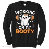 Working On My Booty Funny Halloween Ghost Gym Workout Sweatshirt thumb 0