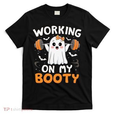 Working On My Booty Funny Halloween Ghost Gym Workout T-Shirt