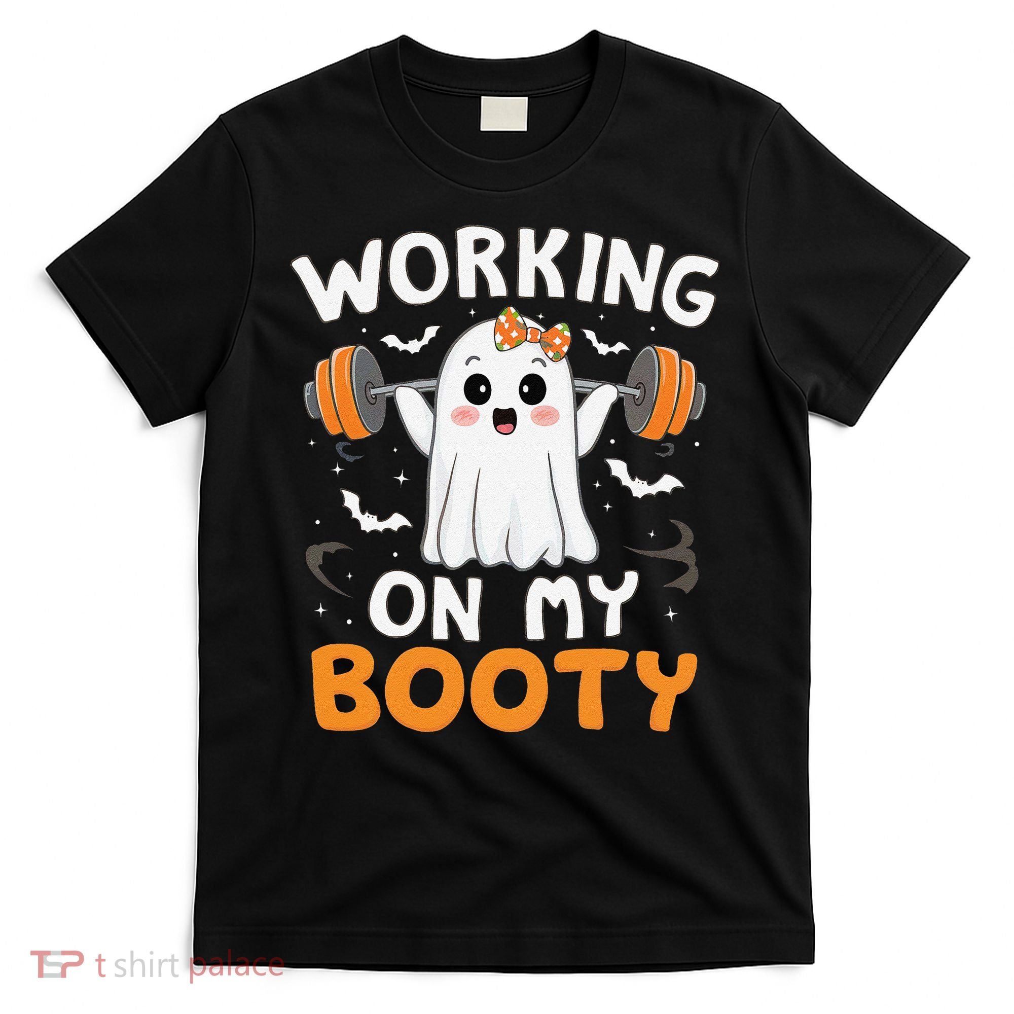 Working On My Booty Funny Halloween Ghost Gym Workout T-Shirt
