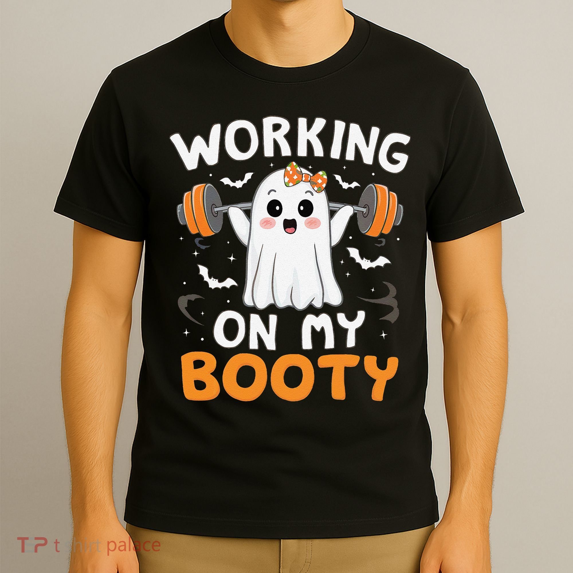 Working On My Booty Funny Halloween Ghost Gym Workout T-Shirt